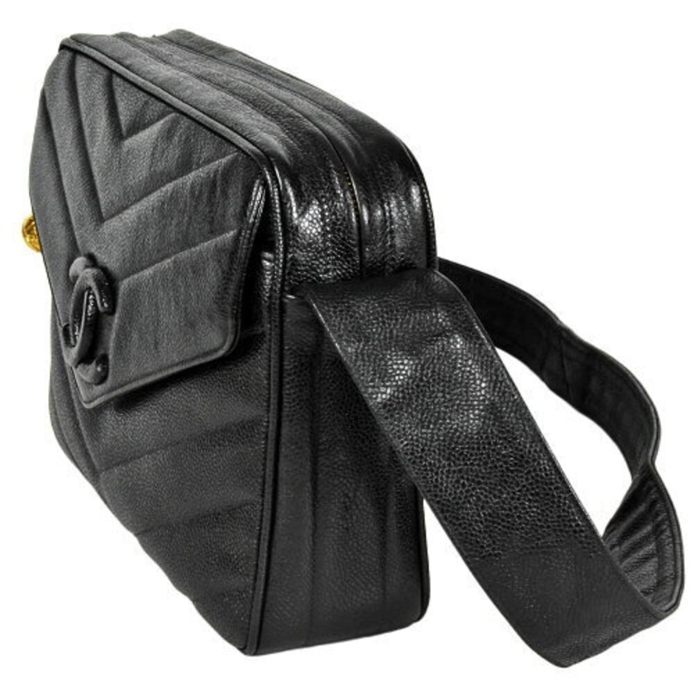 Chanel Caviar Mark Shoulder Chevron Black V Bag Leather Stitch Coco